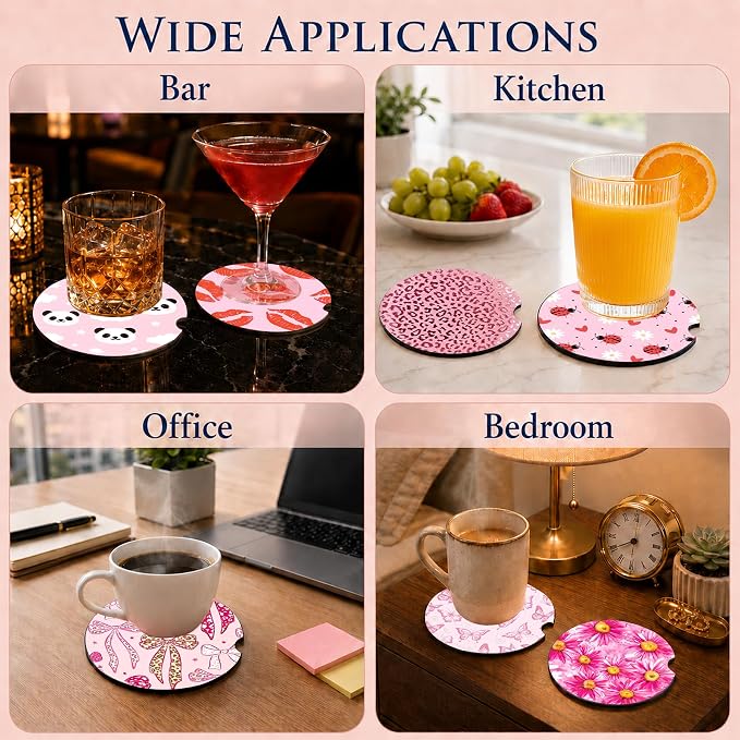 2PCS Cross Car Cup Holder Coasters Neoprene Car Coasters Universal | 2.75" Anti-Slip Rubber Mat with Finger Slot for Vehicle SUV Truck Sacred Cars Accessories Cross Gifts for Women Men