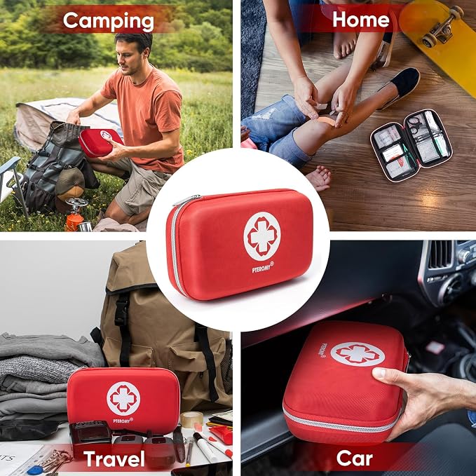 PTEROMY 300 Piece First Aid Kit, Portable Small Emergency Kits Compact 1st Aid Kit with Hard Storage Case for Car, Travel, Home, Camping, Outdoor, Hiking