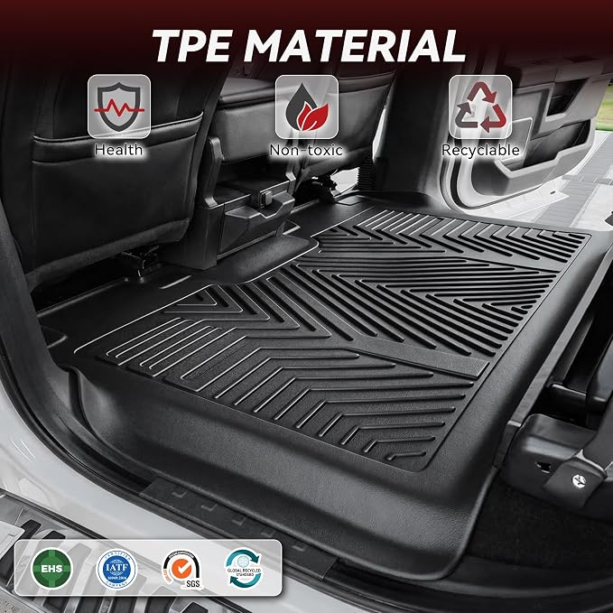 YITAMOTOR Floor Mats Fit 2015-2026 Ford F-150 Super/Extended Cab Bench Seat | Not for SuperCrew Cab, Custom Fit All Weather Anti-slip TPE Rubber Mat, F 150 Floor Liners Set, 1st & 2nd Row, Black