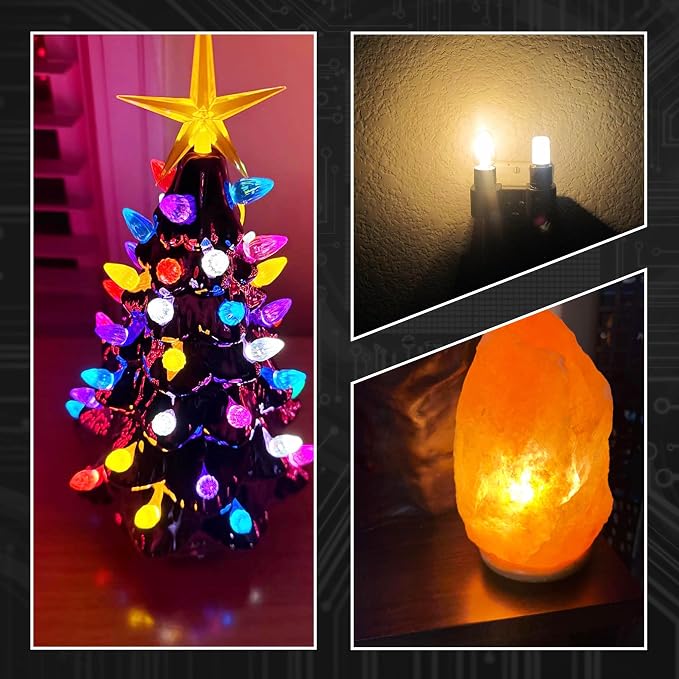 E12 LED Night Light Bulb 25W-40W Replace AC120V 2W 2700K Warm White, 4 Pack | C7 Candelabra Base, 300lm, for Himalayan Salt Lamp Dryer Refrigerators Decoration Christmas Lighting Bulb, Non-dimmable