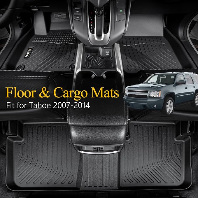 Wailtnb-All Weather Floor Mats & Cargo Liner for 2007-2014 Chevrolet Tahoe/GMC Yukon(Not for XL) Custom Fit Chevrolet Tahoe Waterproof Durable Easy to Clean Accessories for Tahoe