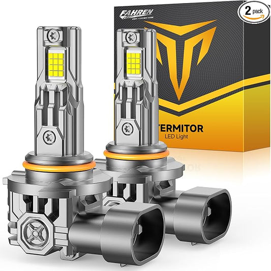 FORENNER HB3/9005 Headlight Bulb, 100,000LM 24 LED Chips Super Bright 6500K, 10 Years Service Life with Cooling Fan, 1:1 Size 9005 Halogen, CANbus-Ready Plug N Play, lP68 Waterproof, Pack of 2