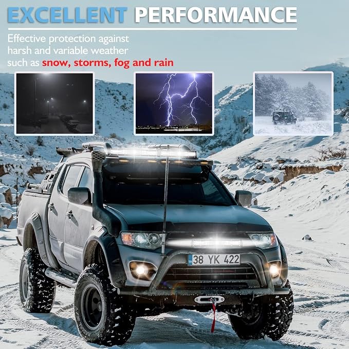 LED Light Bars Kits (2) 26 Inch 300W (4) 4 Inch 72W Flood Spot 12V 24V Bumper Combo Waterproof Slim Work Off Road Driving Pods for Truck ATV Tractor SUV 4X4 Jeep UTV