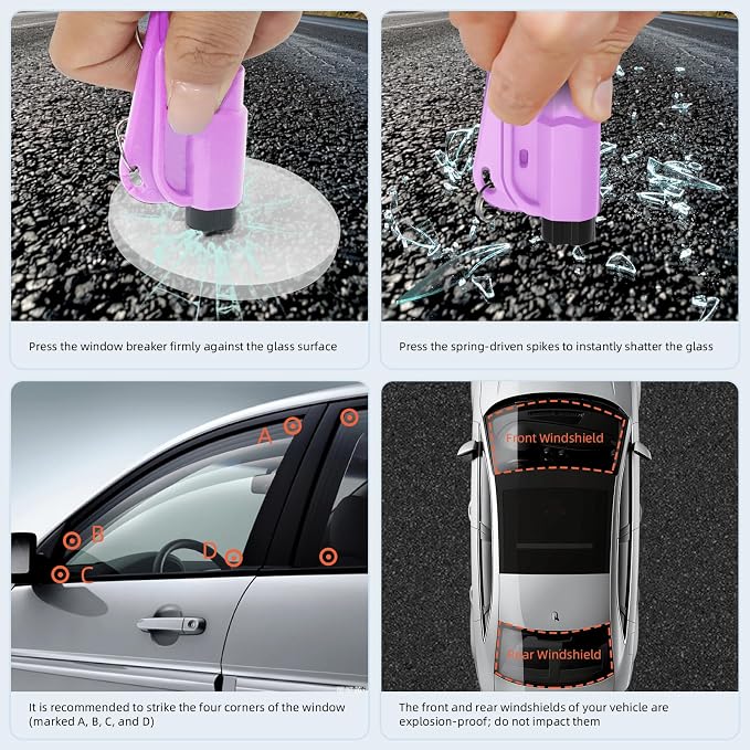 32 Pcs Car Window Breaker Key Chains, 3 in 1 Glass Breaker Seat Belt Cutter Survival Whistle, Portable Safety Emergency Escape Tools, Multifunctional Car Accessories for All Vehiclesains