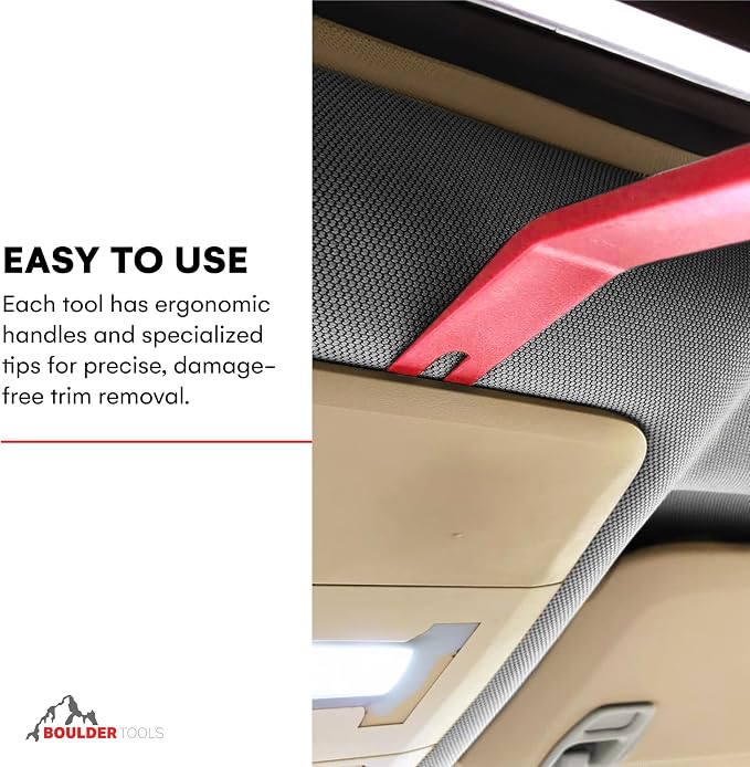 Auto Trim Removal Tool Kit (No Scratch Plastic Pry Kit), Door Panel Removal Tool, Car Clips, Push Rivets, Molding, Dashboards, Interior Trim Tools, Red