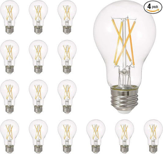 Sylvania LED TruWave Natural Series A19 Light Bulb, 60W Equivalent, Efficient 8W, Medium Base, Dimmable, Clear, 5000K, Daylight - 4 Count (Pack of 4) - Total 16 (40809)