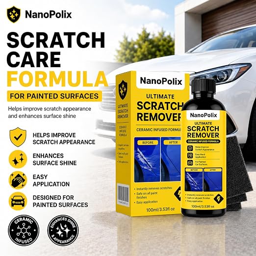 Scratch Remover, Car Paint Repair Paste for Light Scratches, Swirl Marks, Scuffs & Water Spots, Polishing Compound Restores Shine, Safe for All Paint Colors, 100ml with 3 Cloths (1)