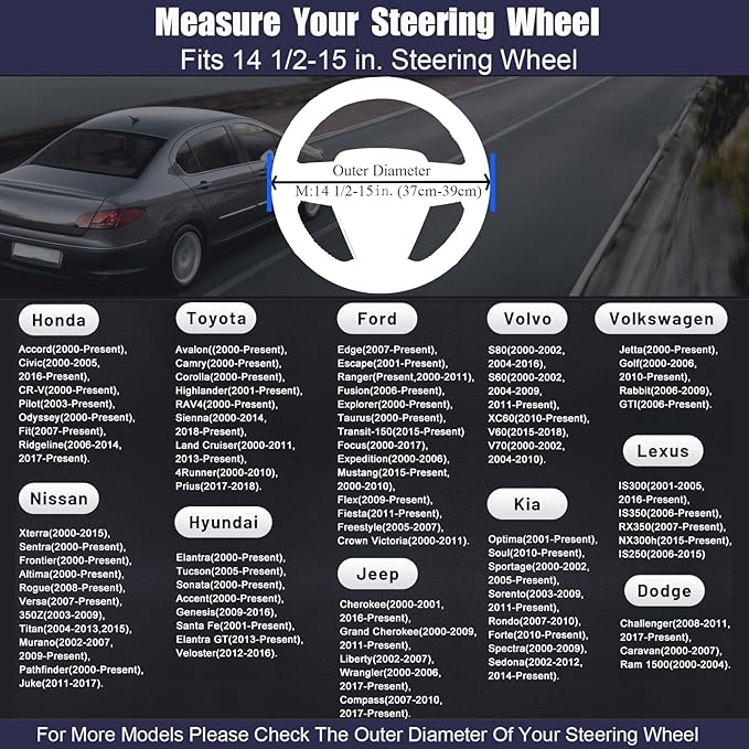 Steering Wheel Cover Universal Standard Size 14.5-15 inch, Non-Folding Packaging, Microfiber Leather, Anti-Slip, Soft Grip, Sporty Design, Fits for Cars SUVs Trucks, Black and Chocolate Brown