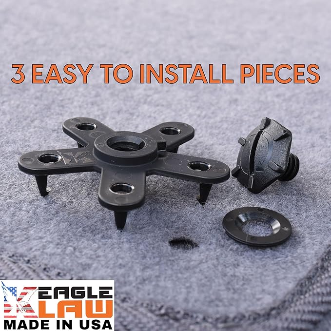 Eagle Klaw 2.0 Floor Mat Clips (4 Sets) for Car Mats and Floor Liners - Made in USA Car Accessories - Black - 2 Car Floor Mats kit + 3/8" Cutter