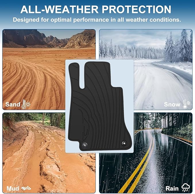Car Floor Mats for Mercedes-Benz E-Class Sedan 2017-2023 W213 E300 E320 E400 E350 E63 E550 Custom Fit Full Black Rubber Auto Liners Set All Weather Heavy Duty Odorless