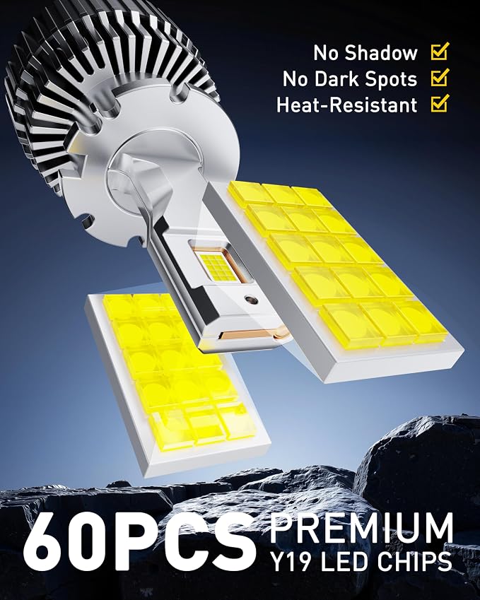 AUXITO D4S Bulbs, 30000LM 6500K Cool White, Direct Replacement D4S/D4R Light Bulbs with Cooling Fan, Plug and Play CANbus Ready No Flicker, Pack of 2