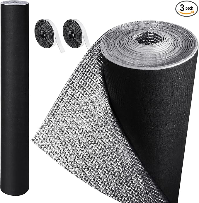 Frienda Rv Window Reflective Insulation Roll 47.2inchx25ft Double Aluminum Foil Heat Bubble Thermal Window Shade Door Cover Blackout for Garage Roof Travel Camper Skylight Shield