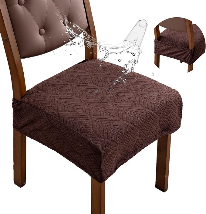 Removable Washable Dining Chair Seat Covers Set of 2,Stretch Jacquard Chair Seat Cushion Protector Slipcovers, Rear Covers