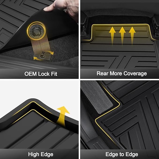 Floor Mats Fit for Honda Accord Sedan 2026 2025 2024 2023 (Gasoline & Hybrid), All Weather Protection Custom Fit Anti-Slip Floor Liners,1st & 2nd Row, Black