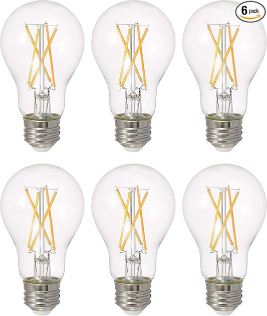 Sylvania LED TruWave Natural Series A19 Light Bulb, 75W Equivalent, Efficient 11W, 1100 Lumens, Dimmable, Clear, 2700K, Soft White - 6 Pack (40807)