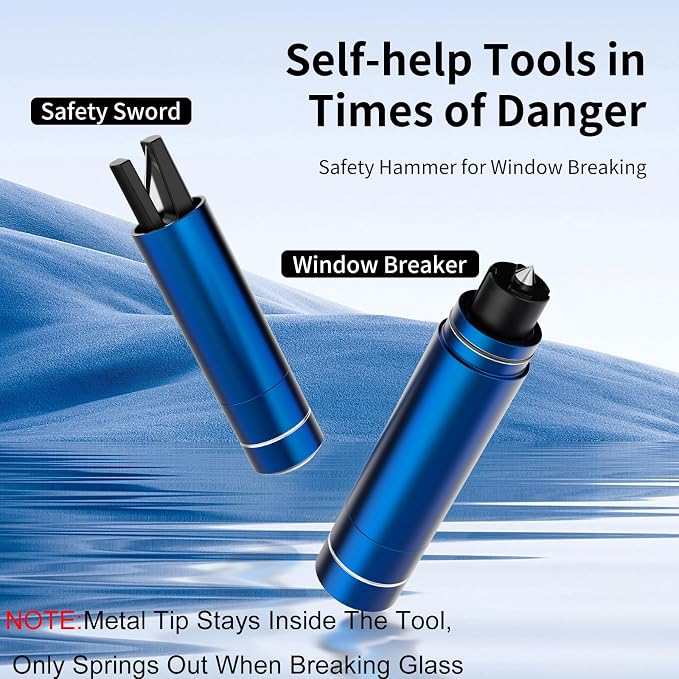 HHXS 2 Pack Window Breaker Seatbelt Cutter Car Window Breaker Safe Hammer Emergency Escape Tool, Glass Breaker Car Escape Tool Life-Saving Emergency Artifact(Blue+Green)