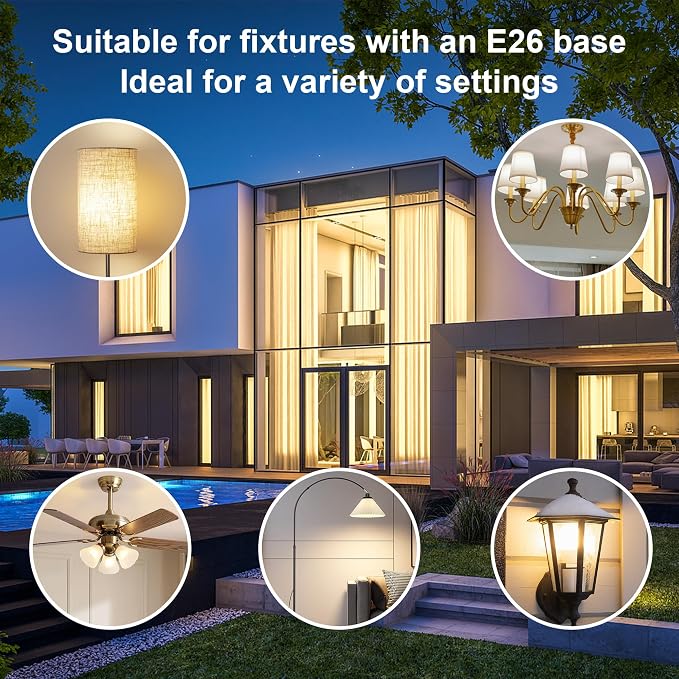 4 Pack A19 LED Light Bulbs, 60W Equivalent, 4000K Natural White LED Bulb with E26 Standard Base, Efficient 9W, Non-Dimmable, 800 Lumens, 120V, CRI 85, Eye-Friendly for Bedroom Living Room