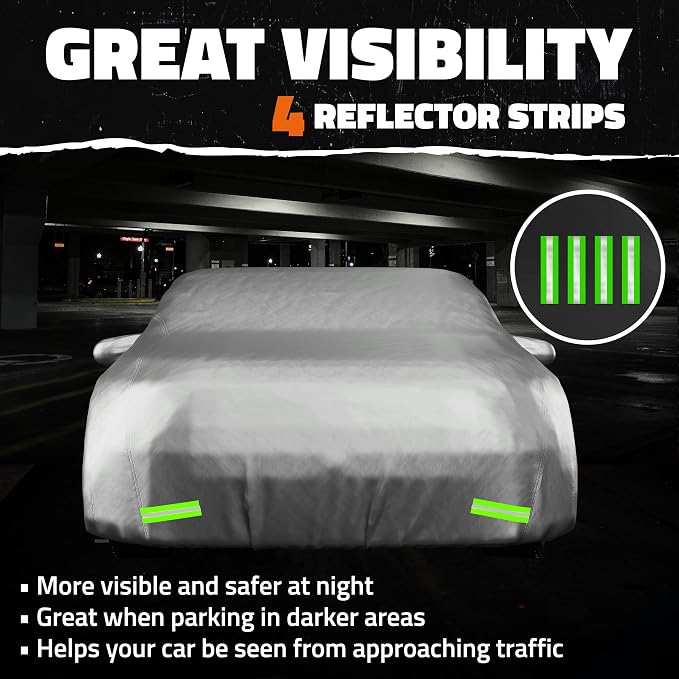 Mockins Medium 190"x75"x60" Water-Repellent 190T Polyester Sedan Car Cover | Soft Outdoor & Indoor Car Covers for Automobiles | All Weather Full Exterior Covers for Dust, UV, Light Rain, Snow & Frost
