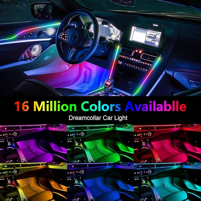Dreamcolor Acrylic Interior Lights, 10 in 1 LED Strip Lights with APP Control and 213 Color Modes, Car Accessories Decorative Lights, Neon Ambient Lighting Kits