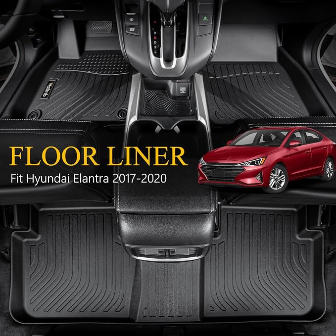 Wailtnb-All Weather Floor Mats and Cargo Liners for Hyundai Elantra 2017-2020 Liners Custom Fit Hyundai Elantra 2017-2020 Waterproof Durable Easy to Clean Accessories