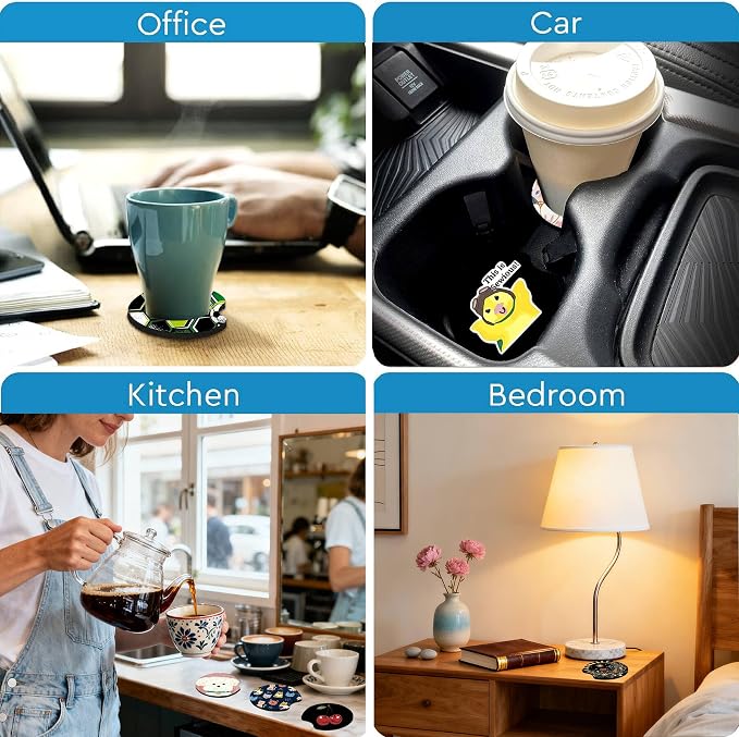 2PCS Rubber Duck Car Cup Holder Coasters Universal Anti-Slip Rubber Mat | Duck Auto Accessories Interior Decor, 2.75" Car Coasters for Cup Holders with Finger Slot, Ducks Gifts for Women Men
