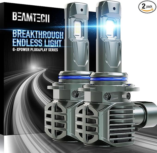 BEAMTECH 9012 Bulbs, G-XPower Chips 500% Brighter Fog Light, Pack of 2 | 6500K White Light Plug and Play