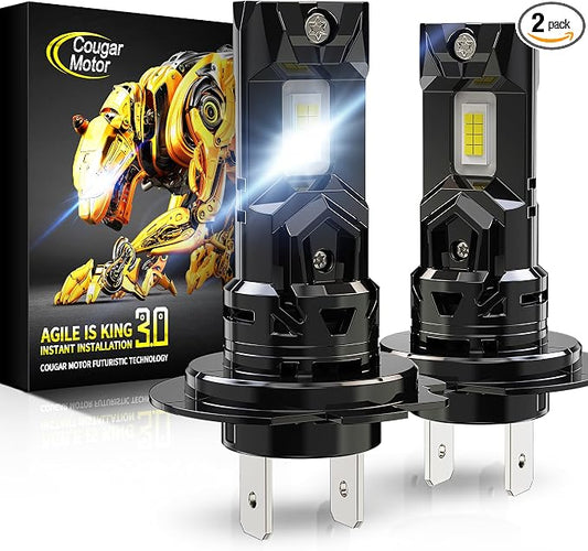 Cougar Motor H7 Fog Bulbs, New Upgraded H7 1:1 size No Required Adapter Auxiliary Light Off-Road Non-polarity Quick Installation, Pack of 2