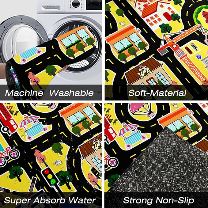 Kids Carpet City Play Mat - Cars Rugs for Boys Room Road Rug for Kids Car Track Rug for Bedroom Car Mat for Kids Toy Cars, 5x7 Feet
