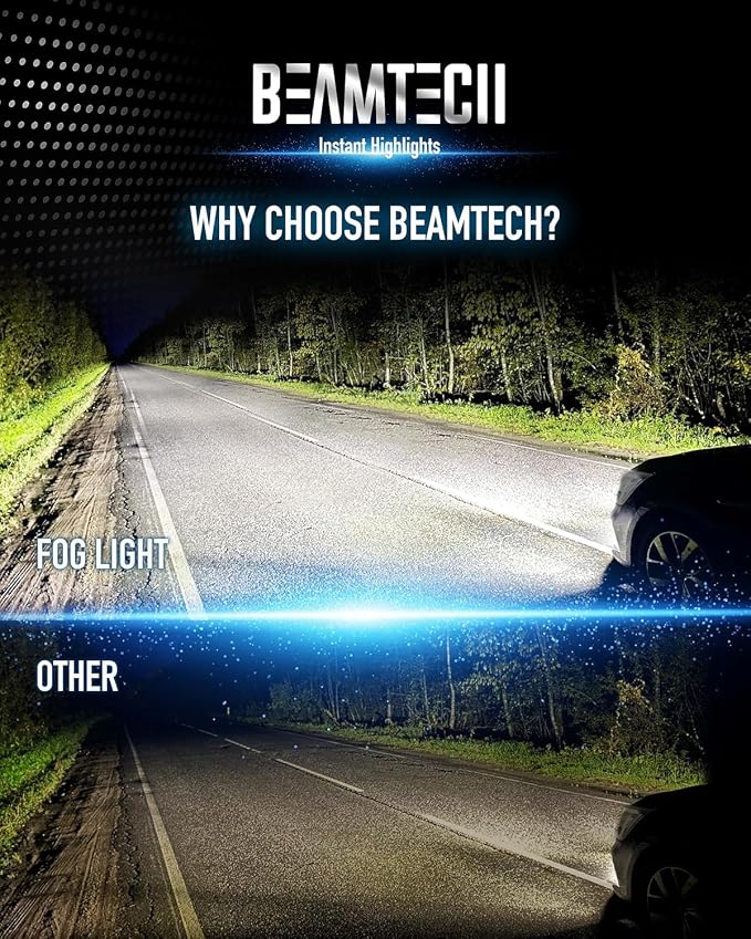 BEAMTECH 9005 H11 Fog Light Bulbs, 6500K Fog Light or Off Road Light