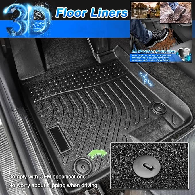 Venue Floor Mats - Car Mats for Hyundai Venue 2020-2026, All Weather Floor Mat for Venue Accessories, Heavy Duty Rubber Mats, Car Accessories