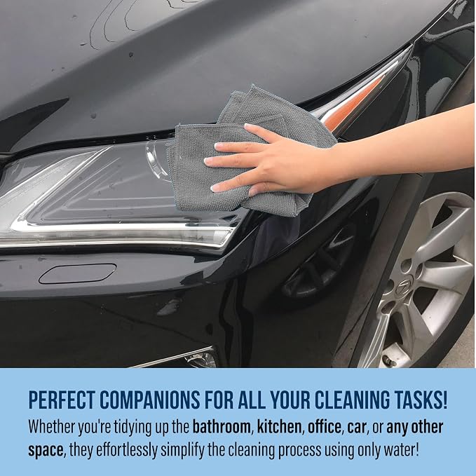 GREEN LIFESTYLE Chamois Cloth, Microfiber Cleaning Cloth 750 Pack, Borderless Towels Cleaning, Car Microfiber Towel, Drying Car Wash Towels (11.5" x 11.5", Grey)