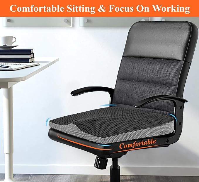 kingphenix Premium Car Seat Cushion, Memory Foam Driver Seat Cushion to Improve Driving View- Coccyx & Lower Back Pain Relief - Seat Cushion for Car, Truck, Office Chair (4D Mesh Classic Black)