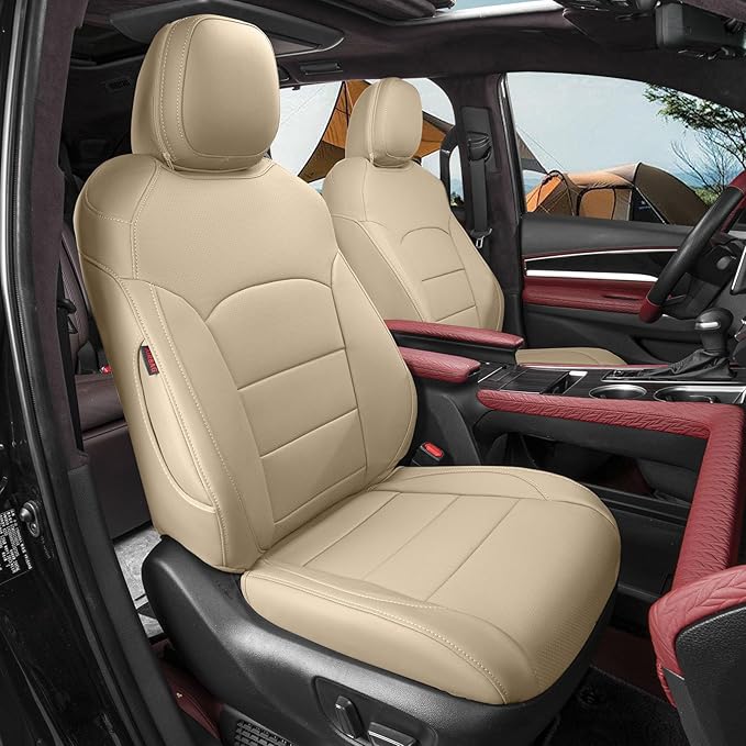 coverdream Sienna Car Seat Covers Custom Fit for 2011-2020 Toyota Sienna LE,XLE,Limited,L,XLE Premium,Limited Premium,7-Seater,Waterproof Leather Auto Seat Protector(Full Set,Beige)