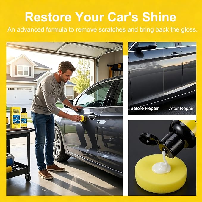 Car Scratch Remover, 2026 Upgrade Car Polishing Wax Scratchs Remover Cars Paint Scratchs Repair Kit, Scratch Remover for Vehicles with Wipe and Sponge Deep Scratches (1 Set)