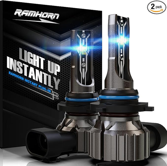 RAMHORN 9006 Light Bulbs, Light Bulbs 300% Brightness Upgraded 6500K Xenon White Instant Plug-in Fanless Fog Light, Pack of 2