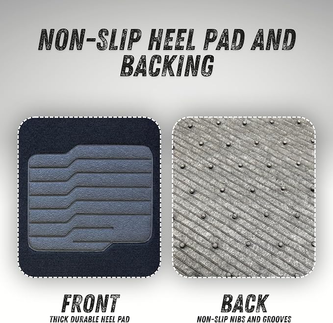 ecoMats Carpet Floor Mats Compatible with 2015 to 2024 Ford Edge, with Non-Slip Driver Heel Pad and Safety Locks, Front and Rear, Black