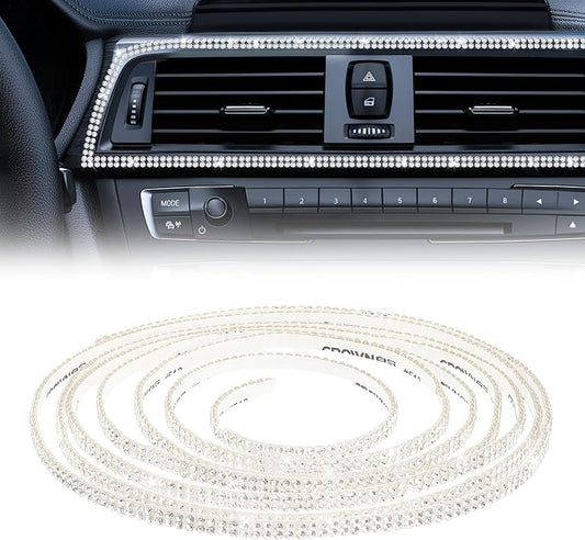 16.4Ft Bling Car Trim Self Adhesive Bling Rhinestone Car Accessories for Women Glitter Crystal Rhinestone Cars Interior Exterior Accessories Sticker DIY Cars Dashboard Diamond Decor for Women (Pink)