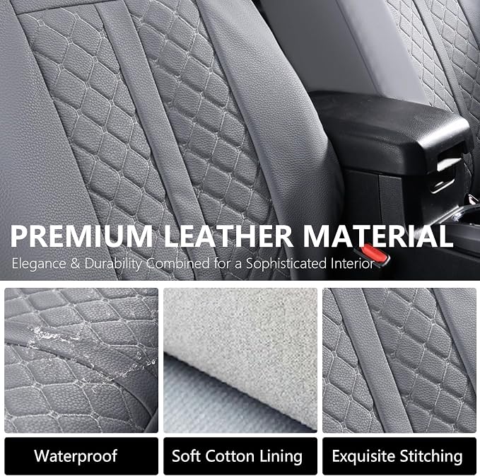 Truckiipa Front Seat Covers for Toyota Tacoma, Waterproof Leather Seat Protectors Truck Seat Covers Fit for 4th Gen 2024-2026 Toyota Tacoma Double Crew Cab, Front Pair, Gray