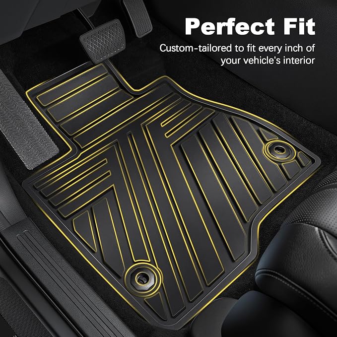 Rubber Floor Mats for Honda Civic Sedan 2006-2011 (Not Fit Coupe) | All Weather Heavy Duty Car Mats Fit for Civic, 1st & 2nd Row, Black