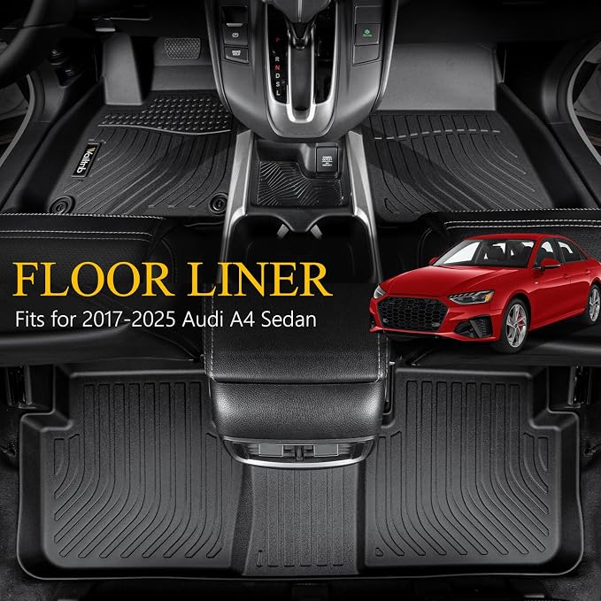 Wailtnb-Mats for Audi A4 Sedan 2017-2025 (Not Fit for Allroad) Floor Mat Cargo Liner All Weather Floor Liner Car Mat for A4 Custom Fit Automotive Full Set Accessories