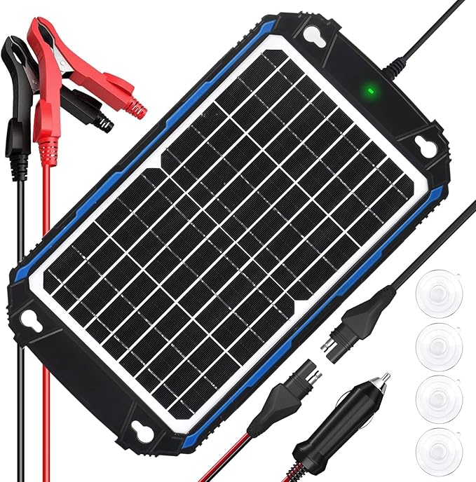 SUNER POWER Waterproof 12W 12V Solar Battery Charger & Maintainer Pro, Built-in UltraSmart MPPT Charge Controller, 12 Volt Solar Panel Trickle Charging Kits for Car Automotive Boat Marine RV Trailer