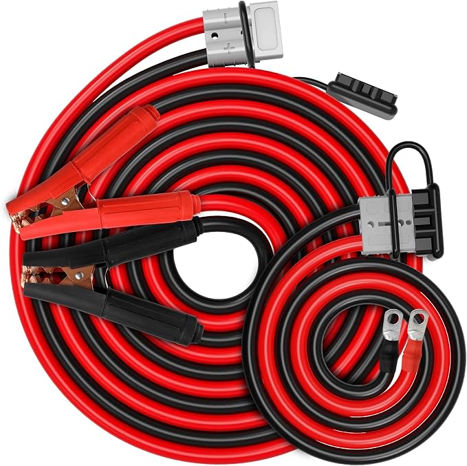 X-BULL 1 Gauge 30FT Heavy Duty Jumper Cables with Quick-Connect Plug – 1000A Booster Cables for Cars, Trucks & SUVs for 12V & 24V Cars Jumper Cables Kit with Carry Bag