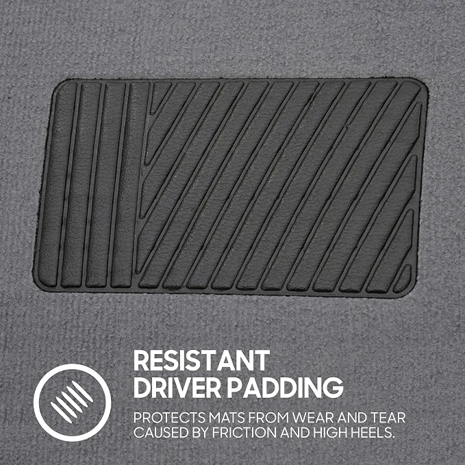 BDK Premium Medium Gray Carpet Floor Mats for Cars - Universal Fit Interior 4-Piece Car Mats Full Set with Vinyl Heel Pad Protector - Cute Car Accessories Interior Floor Covers for SUVs & Trucks