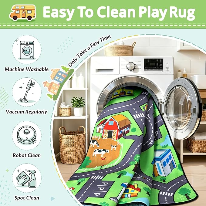 Kids Rug, 3x5 Ft City Road Play Rug for Kids | Extra Thick 0.4in Soft Non-Slip Car Carpet Play Rug with Realistic Roads for Toy Cars, Bedroom, Playroom & Nursery