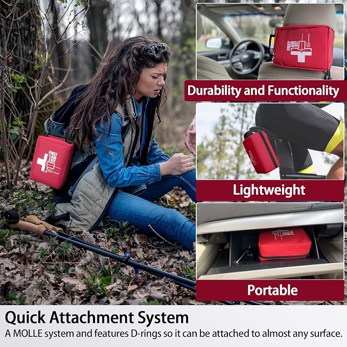 First Aid Kit, Professional Trauma First Aid Kit with Labelled Compartments Molle System for Car, Hiking, Backpacking, Camping, Traveling, and Cycling
