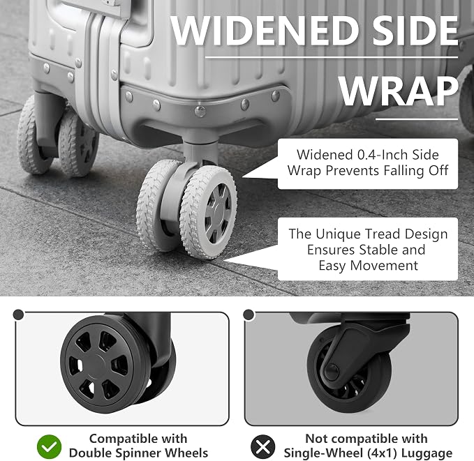 10-Pack Upgrade Luggage Wheel Covers, Silicone Protective Covers for 2-2.4" Suitcases Spinner Wheel, Wear-Resistant, Anti-Noise, Thickened Protector, Travel Accessories (Dark Grey)