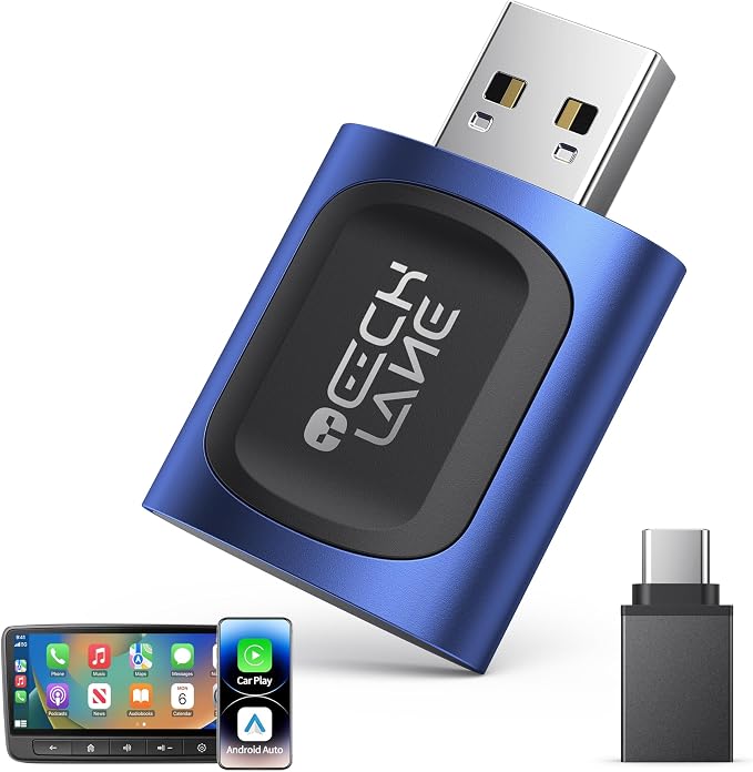 2026 Upgraded 2-in-1 Wireless CarPlay Adapter & Android Auto Wireless Adapter, Bluetooth Car Adapter for Wired to Wireless, Fast & Stable Auto-Connect, 5G WiFi & BT 5.4, Plug & Play (USB-C/A)