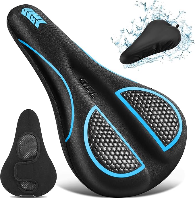 Bike Seat Cushion Gel Padded Bike Seat Cover Extra Soft Comfy for Men Women Comfort,with Peloton Stationary, Exercise, Mountain Bikes, Road & Electric