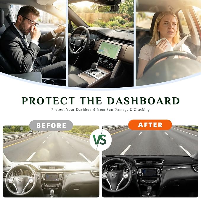Dash Cover, Anti-Glare, Sun Protection, Dustproof, UV-Proof, Dashboard Covers, Interior Car Accessorie Fit for 2019-2024 to-yota RAV4, 2021-2024 RAV4 Prime (Not Fit w/HUD Models), Black