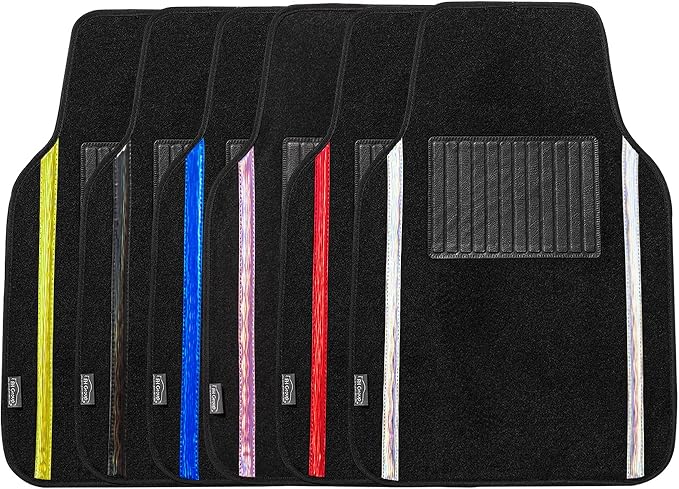 FH Group Universal Fit Car Floor Mats – All-Purpose Carpet Floor Mats & Protectors for Cars, SUVs & Trucks, Durable Automotive Carpet Mats, Pink & Black